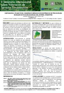 DISPOSICIÓN A PAGAR PARA CONSERVAR SERVICIOS ECOSISTÉMICOS DE PROVISIÓN EN BOSQUES NATIVOS EN SANTIAGO DEL ESTERO, ARGENTINA